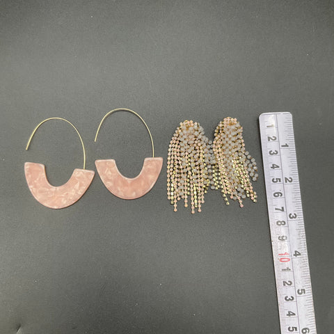 Blush Pink Taupe Jewelry Lot Faux Pearl Tassel Necklaces Earrings 10 Pc