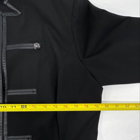 Ming Wang Women's Black Military Band Jacket Faux Leather Trim Topper Size M