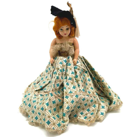 Duchess Doll Corp 8 Inch Hard Plastic Doll Vintage Sleep Eyes Gown and Hat