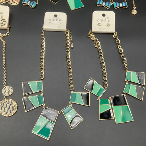 Core Jewelry Lot of 11 Necklace Earring Sets Modern Geometric Enamel Gold Tone