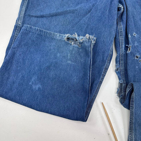 Vintage 90s Big Mac Denim Bib Overalls Distressed Workwear Sz 50x36