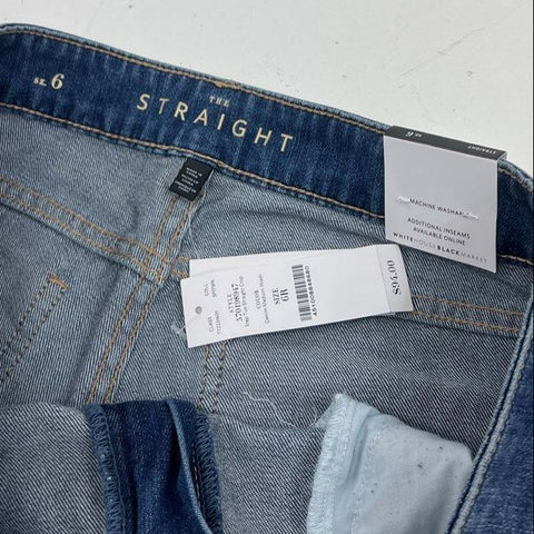 White House Black Market WHBM Women's The Straight Crop Two Tone Jeans Size 6