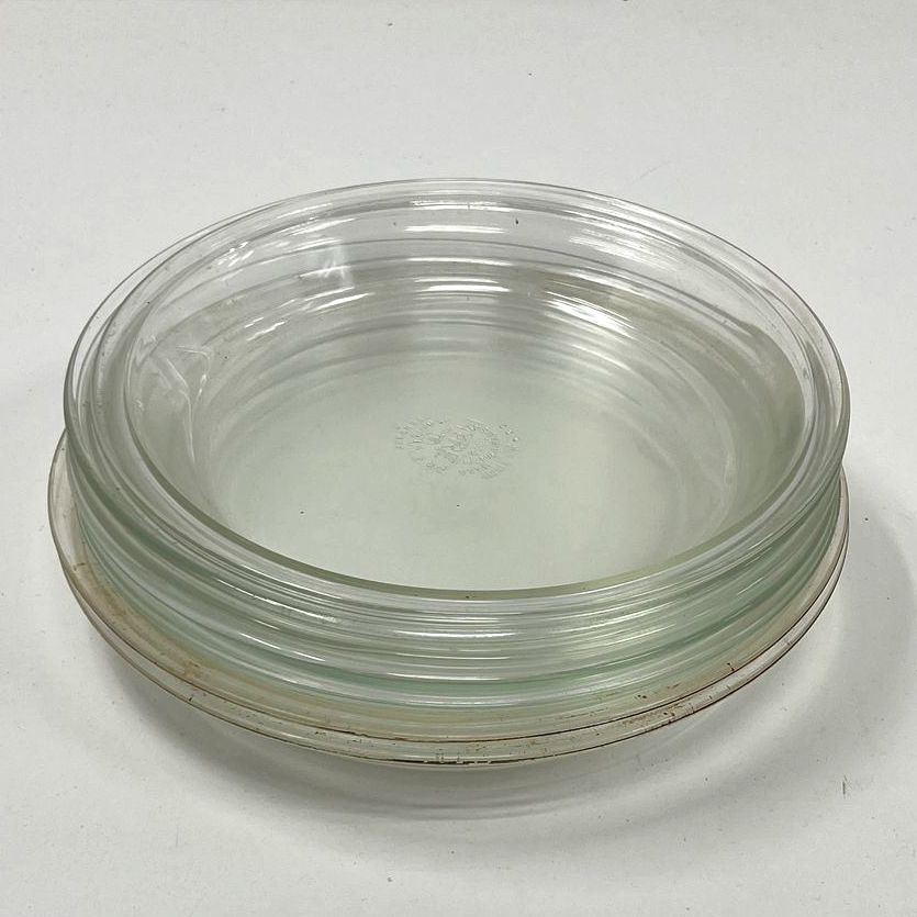 Vintage Collectible Pyrex Assorted Lot Of 7 Clear Glass Pie Baking Dishes *Dirty