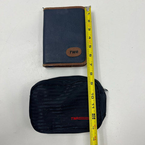 Vintage 80s TWA Airlines Amenity Kit Travel Bag Pouch Folio Lot of 2