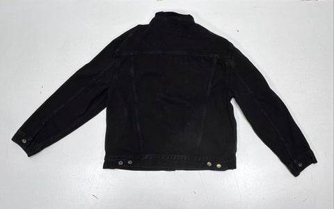 Levi's Women's Black Iridescent Button Denim Trucker Jacket Premium Sz L
