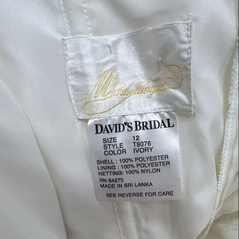 David's Bridal Michaelangelo Women's Wedding Dress Gown Ivory Satin Strapless 12