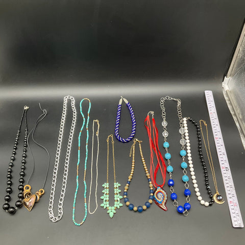Fashion Costume Jewelry Lot 13 Necklaces Gold & Silver Tone Mixed Styles 0.9lb