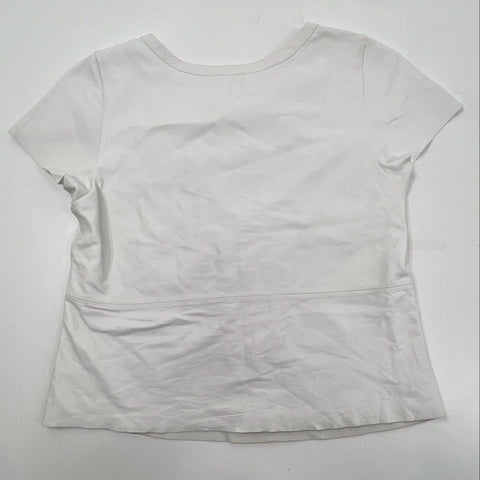 AS by DF Women's White Leather Short Sleeve T-shirt Top Sz XS