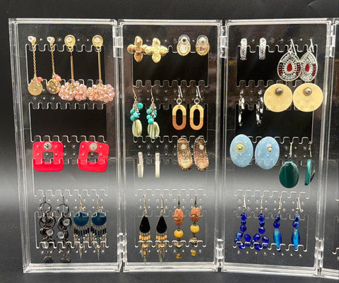 Vintage to Modern Costume Fashion Earring Lot 21 Pairs Studs Dangle Hoop Beaded