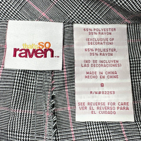 Vintage Y2K That's So Raven Girls Gray Pink Plaid Cuffed Glen Check Pants Sz 8
