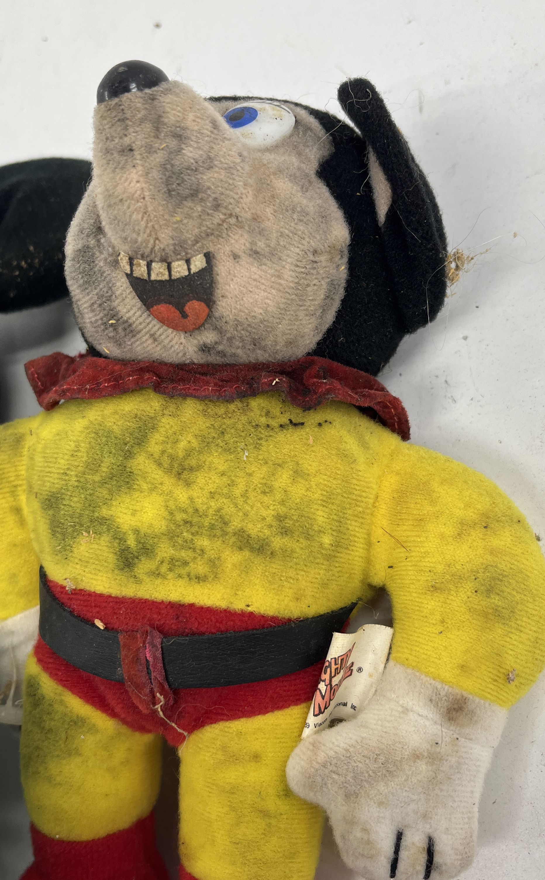Vintage Playskool Mickey Mouse + Knickerbocker Mighty Mouse Plush Doll Lot