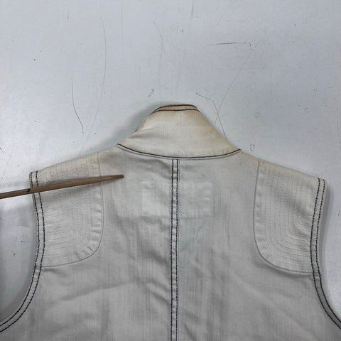Lauren Ralph Lauren Women's White Utility Cargo Vest Contrast Stitch Sz L NWT