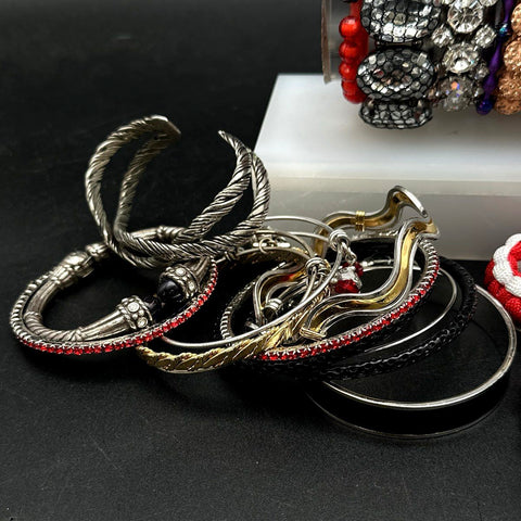 Vintage to Modern Mixed Costume Jewelry Lot of 35+ Bracelets Bangles Cuffs