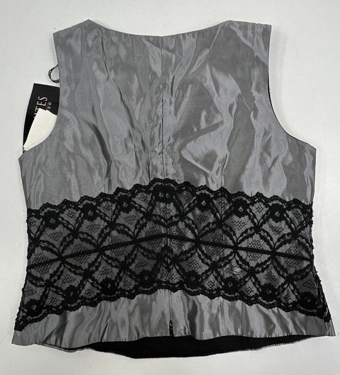 J.R. Nites Silver Black Vintage 90s NWT Taffeta 2pc Skirt Set Women's 14 16