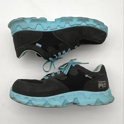 Timberland PRO Powertrain Alloy Toe Black Blue Work Shoe Women's Size 7M 92668