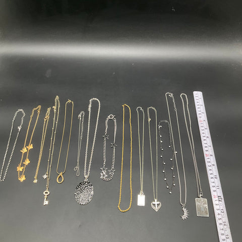 Fashion Necklace Lot of 14 Gold & Silver Tone Tarot Key Star Butterfly Pendants