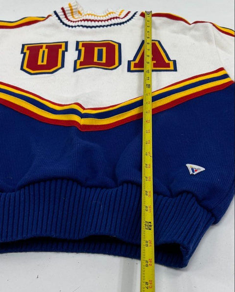 Vintage 80s Varsity UDA Cheerleader Knit Sweater Made in USA Sz 36