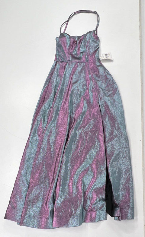 NWT Xtraordinary Womens Teal Pink Iridescent Gown Lace Up Prom Dress Size 5