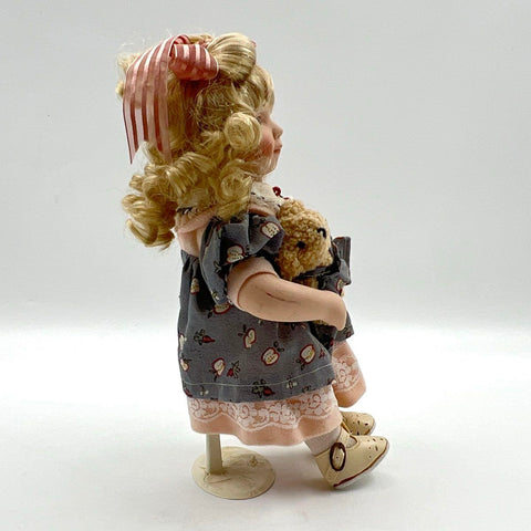 Vintage Duck House Heirloom Dolls Bisque Porcelain Doll Blonde Hair Bear 11 Inch