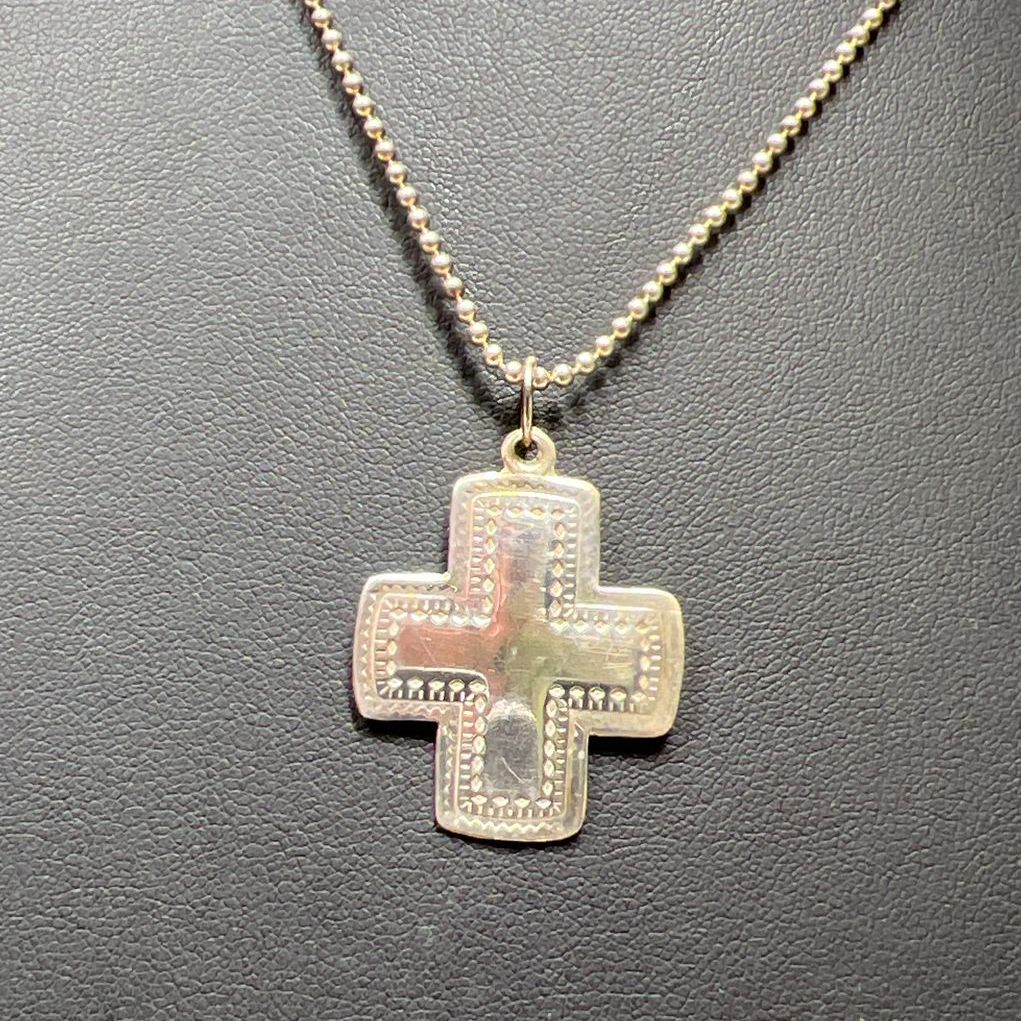 925 Sterling Silver Southwestern Style Cross Necklace Ring Earrings Set 15.5g