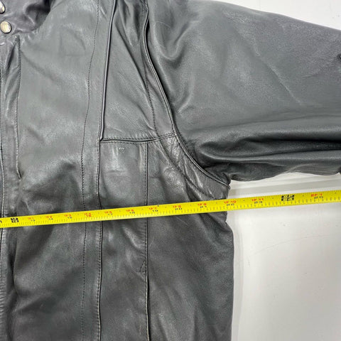 Vintage 80s Jean Jacques Benson Mens Gray Nappa Lambskin Leather Bomber Jacket