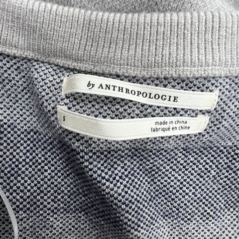 Anthropologie NWT Gray V-Neck Sweater Vest Ruffle Hem Dress Women's S