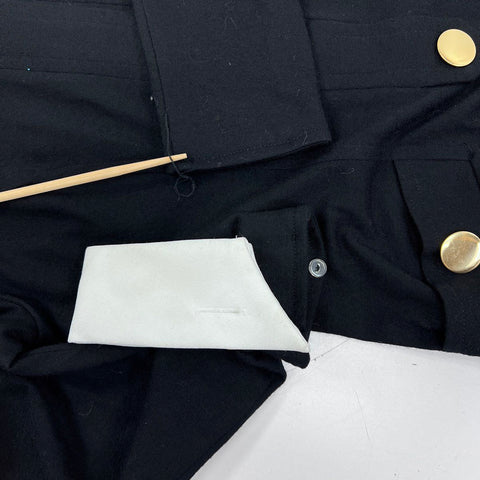 R.B. Design Group Women's Vintage 90s Black Wool Gold Button Sheath Dress Sz 6