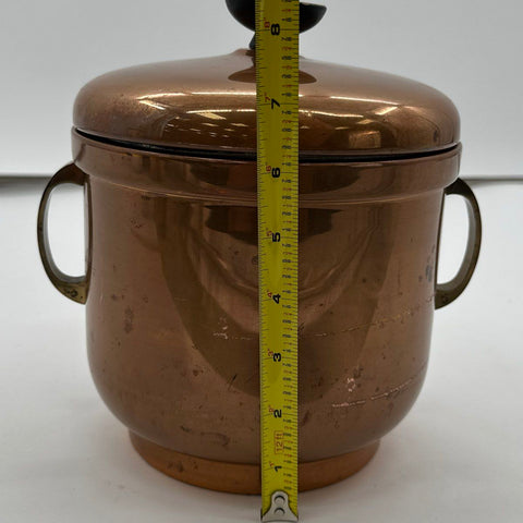 Farber Brothers Solid Copper Ice Bucket with 2 Quart Pyrex Liner Vintage
