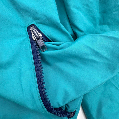 Vintage 90s L.L. Bean Warm-up Jacket Fleece Lined Teal Made USA Kids Sz 14