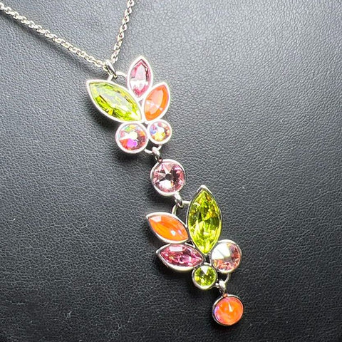Touchstone Crystal Colorful Crystal Dangle Pendant Necklace