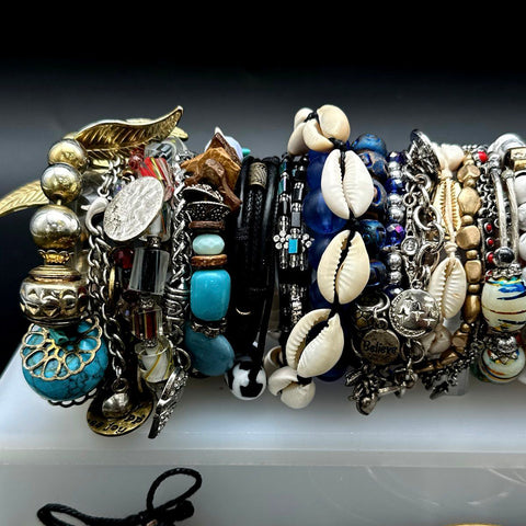 Mixed Fashion Bracelet Lot 40+ Pcs Vintage to Modern Beaded Bangles Boho Style