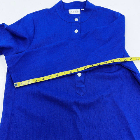 Mary G Palm Beach Women's Blue Mock Neck Flower Button Blouse Top Sz M