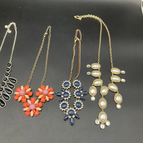 Liz Claiborne & Mixed Statement Necklaces Jewelry Lot of 6 Gold Silver Tone