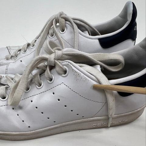 Adidas Stan Smith S81020 White Navy Leather Low Top Sneakers Size 8.5