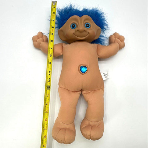 Treasure Troll Teen Ace Novelty Plush Doll Blue Hair 18 Inch Wishstone 1991