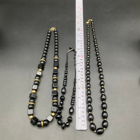 Vintage Monet Trifari Costume Jewelry Lot 8pc Gold Tone Black Enamel