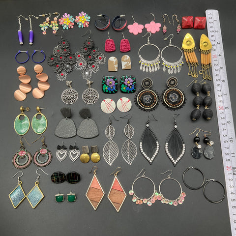 Mixed Costume Jewelry Lot 34 Pairs Earrings Vintage to Modern Includes 925