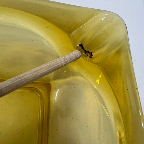 Vintage Amber Glass Square Ashtray Set 2 Piece Mid-Century Modern Barware