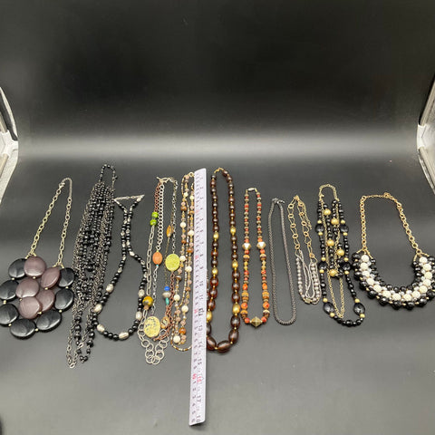 Vintage to Modern Costume Jewelry Lot 11 Necklaces Statement Beaded Boho 1.3lb