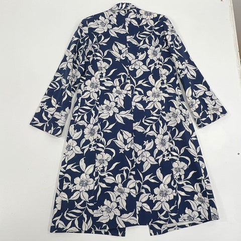 Tyler Boe Women's Topper Jacket Navy Blue Floral Silk Blend Open Front Sz 4