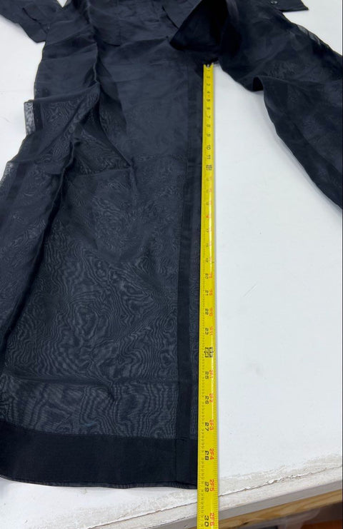 Anthropologie Women's NWT Black Sheer Silk Wide Leg Belted Jumpsuit Size 2