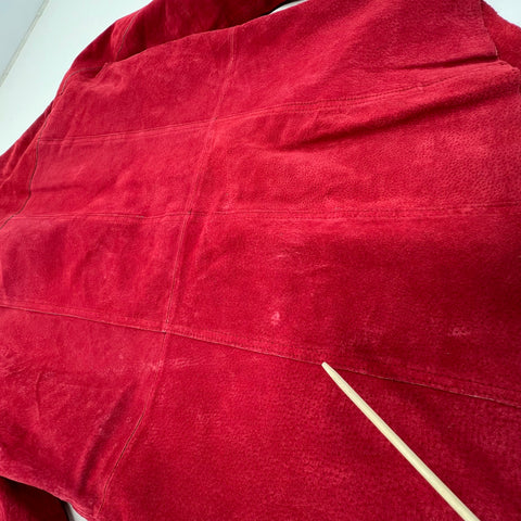 Vintage 90s Nygard Red Genuine Suede Leather Button Front Jacket Sz M