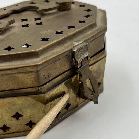 Vintage Brass Lot 3 Pieces Pierced Cricket Box Oval Casket Heart Paperweight