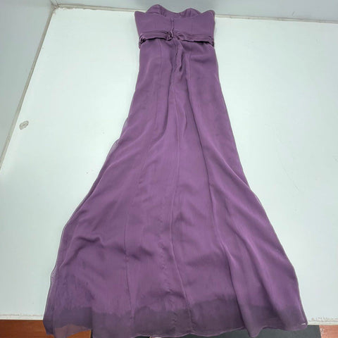 Davids Bridal Purple Strapless Crinkle Chiffon Ruffle Formal Gown Womens