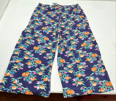 Sunshine 79 Women's Wide Leg Pants Navy Citrus Floral Print NWT XL