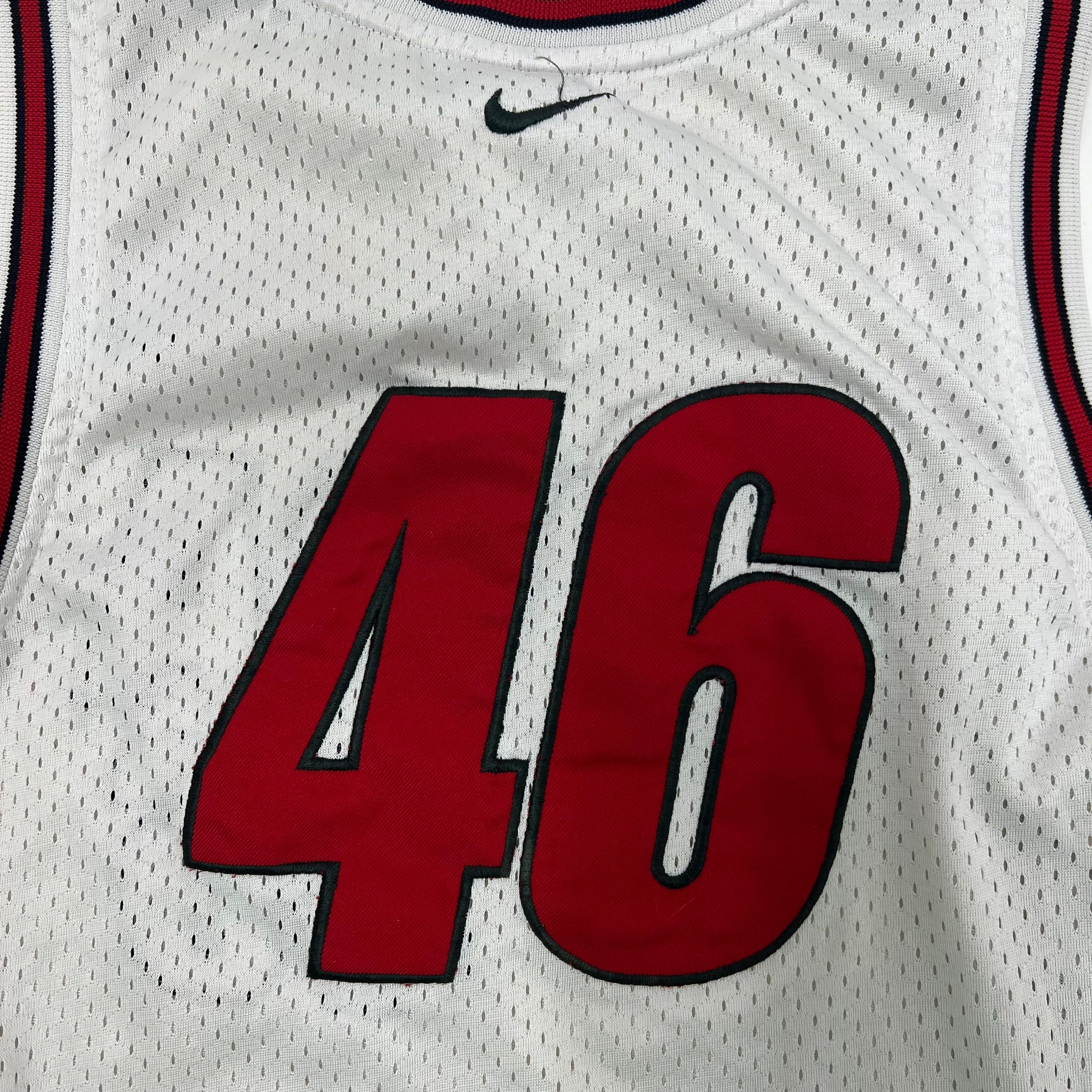 Vintage Nike White Red NBA #46 Mesh Basketball Jersey Boy's L (16-18)