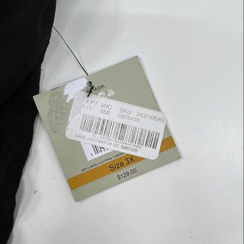 John Mark Women's Top Black Geo Embroidered V-Neck Mesh High Low Sz 3XL NWT