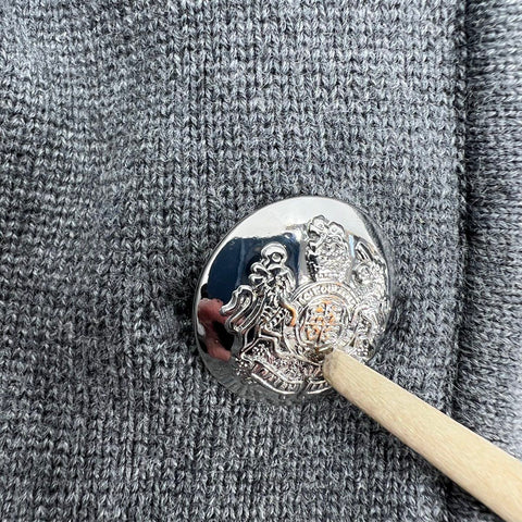 Lauren Ralph Lauren Women's Gray Knit Blazer Jacket Crest Buttons Cotton Blend L