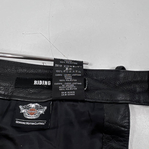Harley-Davidson Deluxe Leather Biker Riding Chaps Side Zippers Sz 2XL