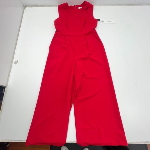 Calvin Klein CD9C1B55 Red Wide Leg Cutout Jumpsuit Women's 10 NWT